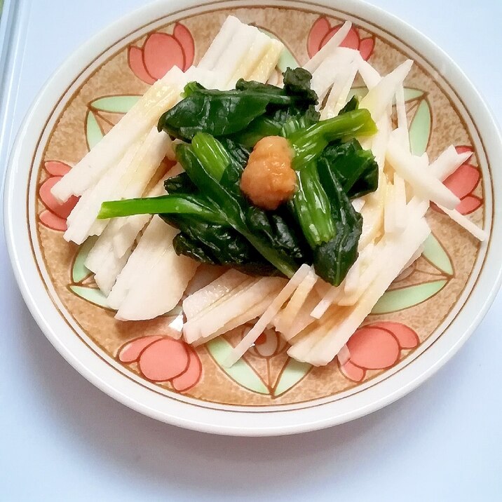 電子レンジレシピ♪小松菜と長芋の和え物
